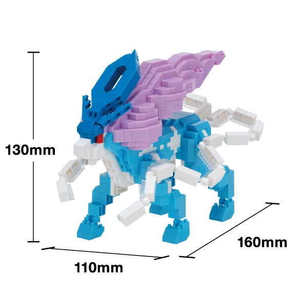 Nanoblock Suicune Deluxe Edition collectible figure from Japan, stunning blue and white colors