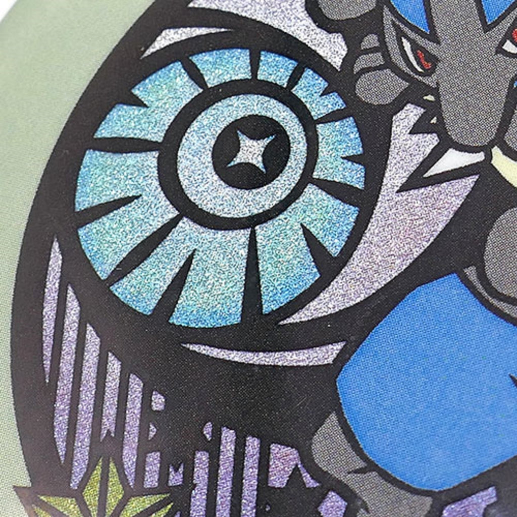 Japanese Lucario Collector Pin Badge, showcasing vibrant glitter can design from Japan