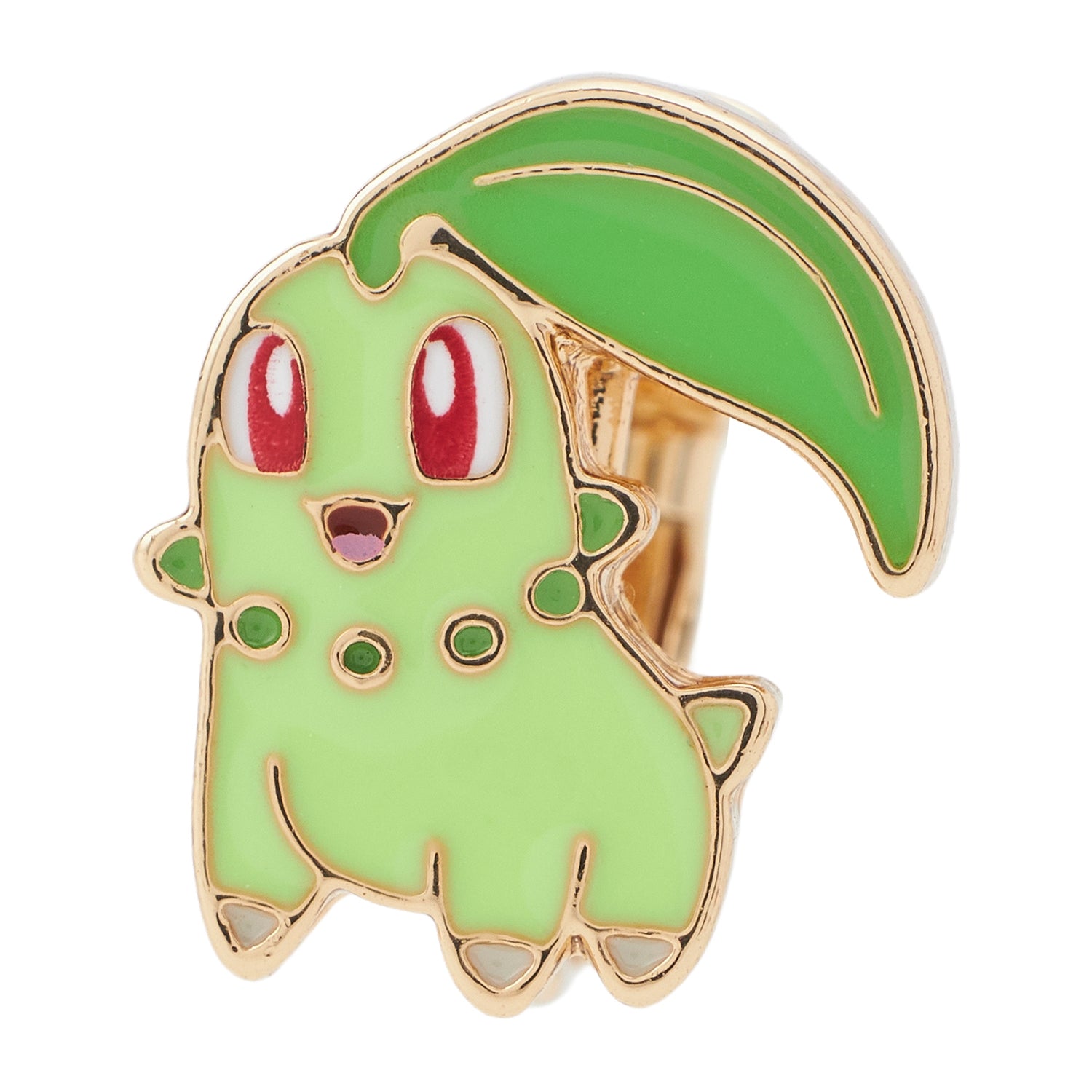 Pokémon Chikorita earrings with green leaf details from Japan