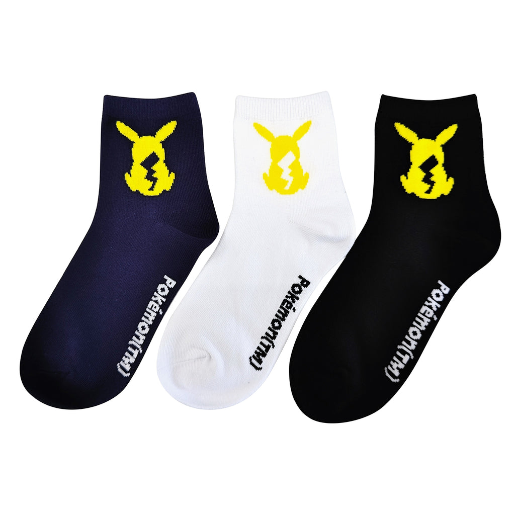 3P short socks Pikachu silhouette ladies (23-25cm)