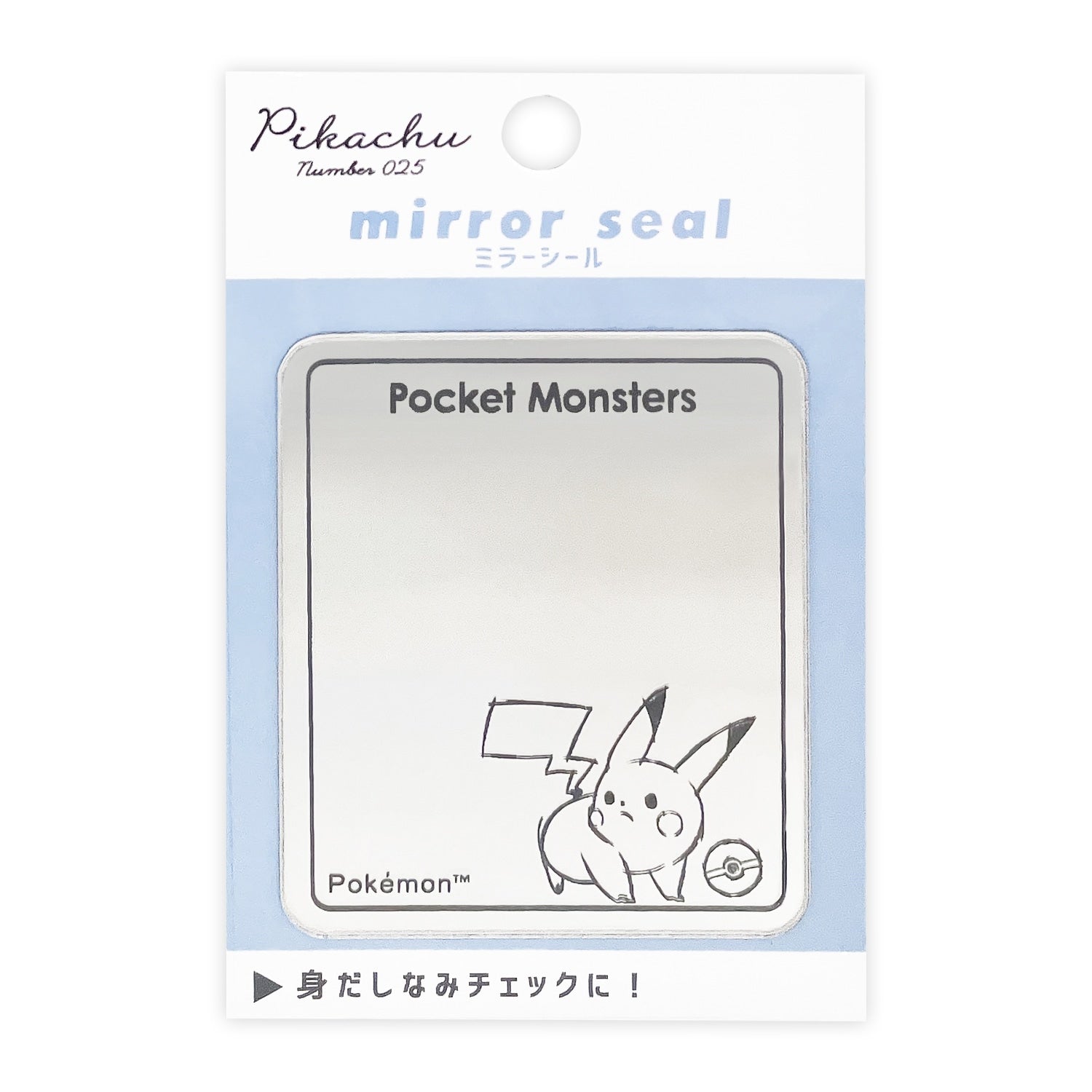 Pikachu number 025 mirror sticker from Japan, featuring a square Electric-type Pokemon design