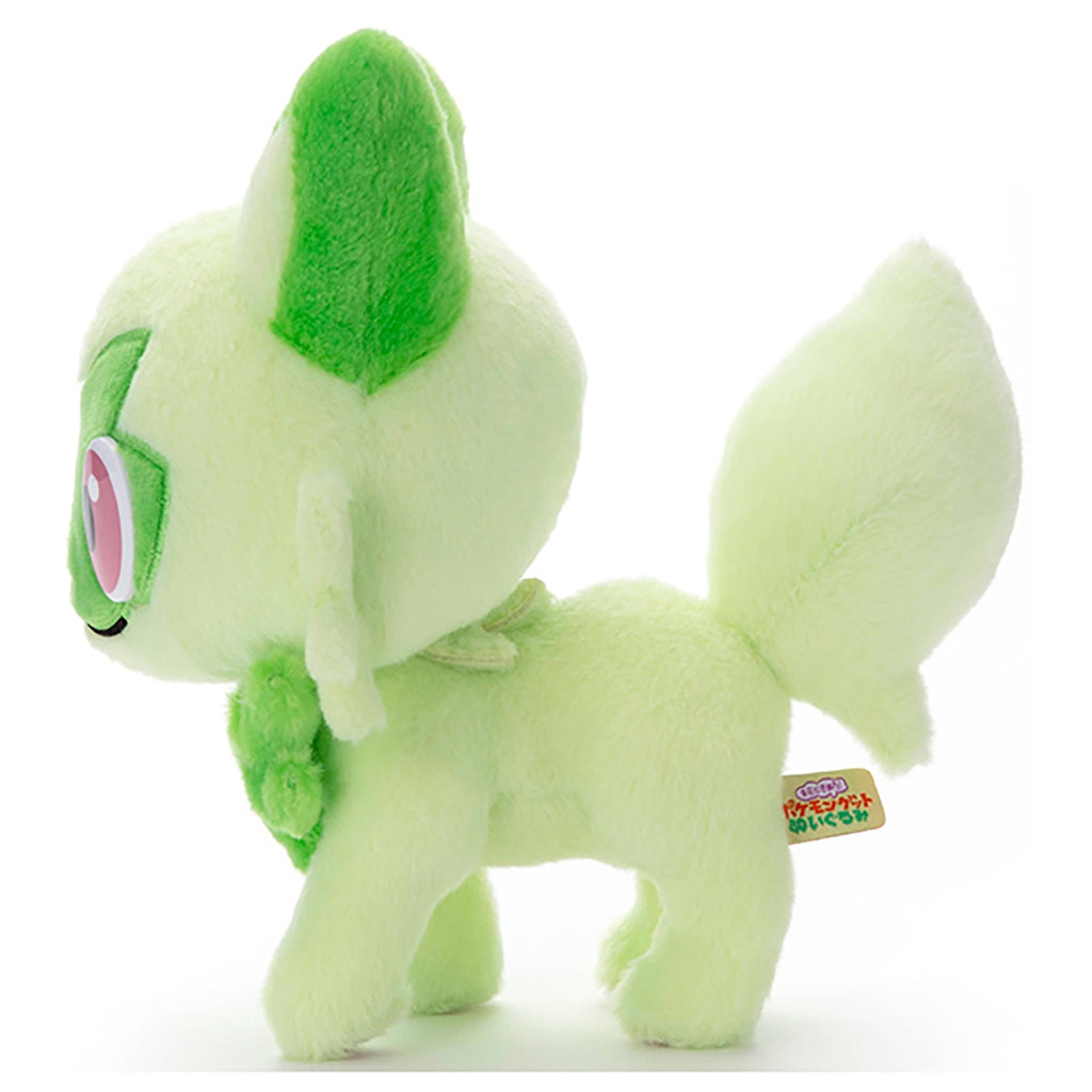 Nyaoha Pokemon plush toy sitting pose with vibrant colors made in Japan