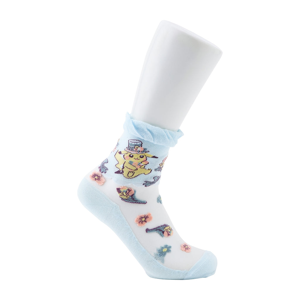 [Choose] Middle socks see-through Pikachu Pokémon Botanical Easter (23-25cm)