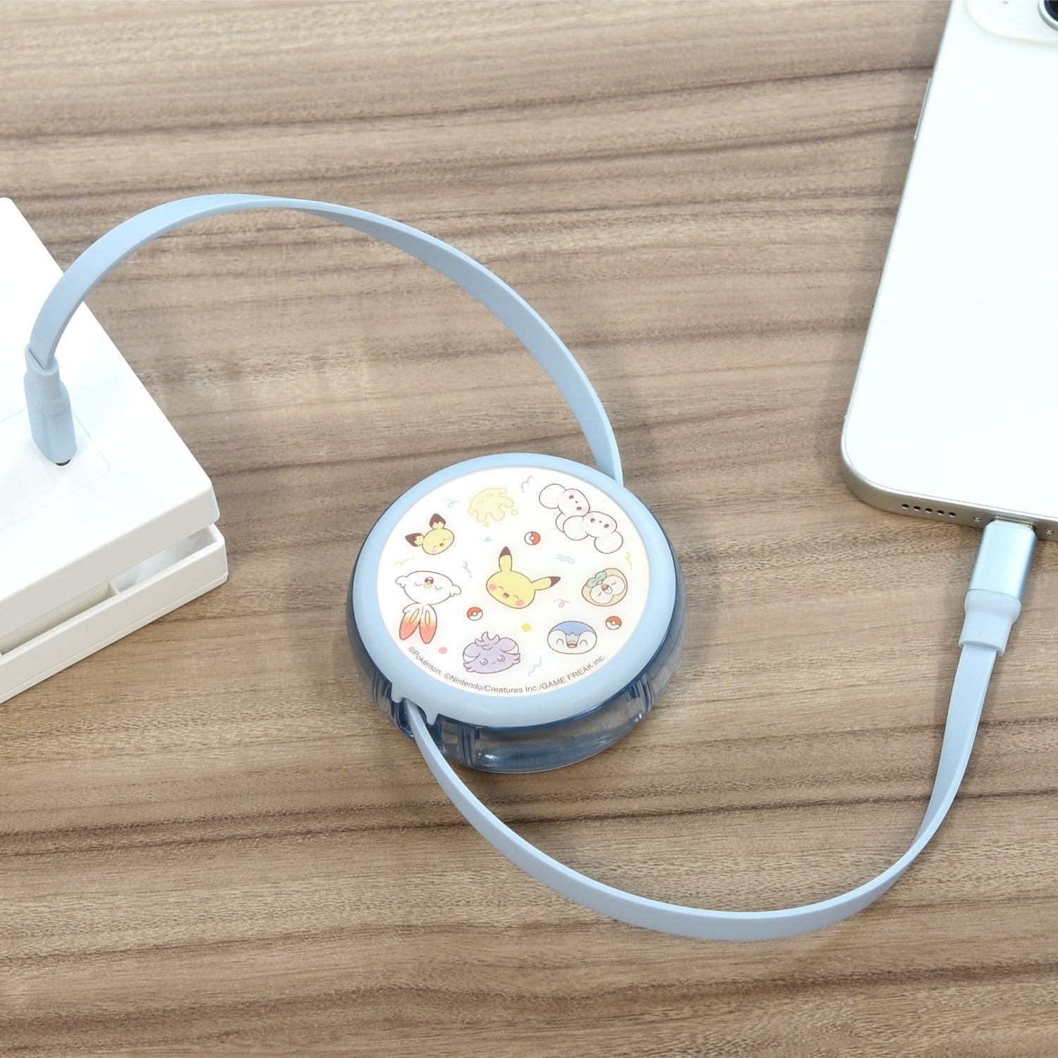 Pokepiece PD60W compatible USB2.0 reel type Type-C cable white
