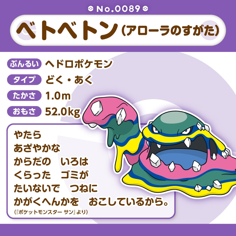 Pokémon fit Alolan Muk (#89) Official Plush — Pokémon Center Japan