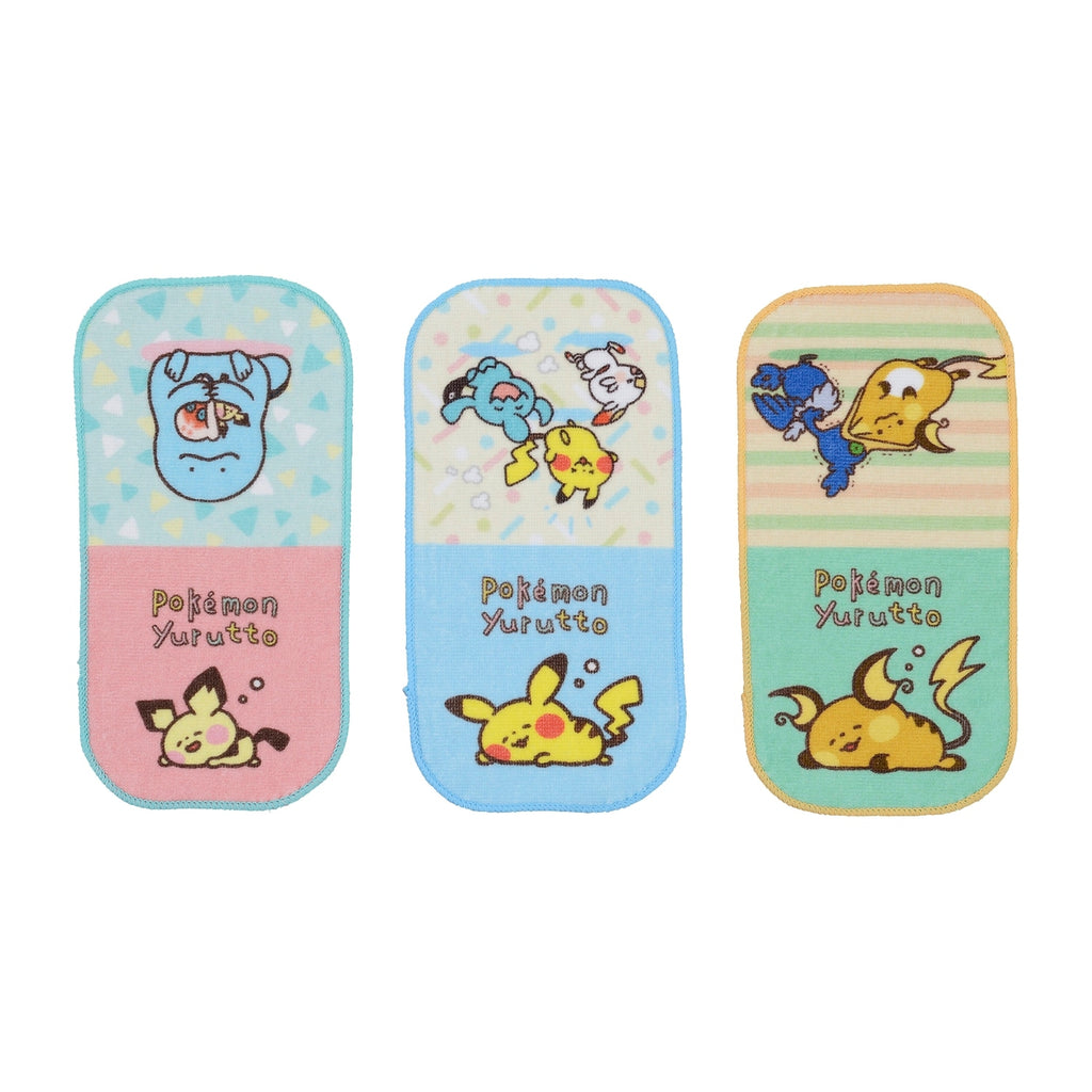 Pokémon Yurutto pocket towel set from Japan, colorful anime characters