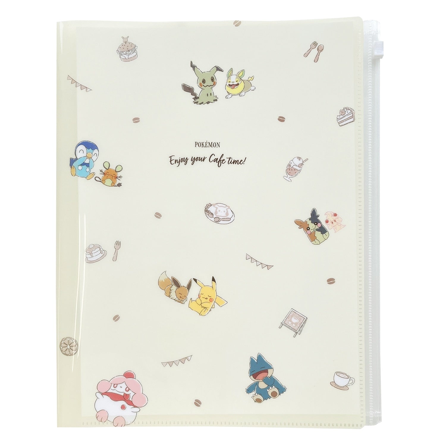 Zipper 6 pocket clear file/cafe