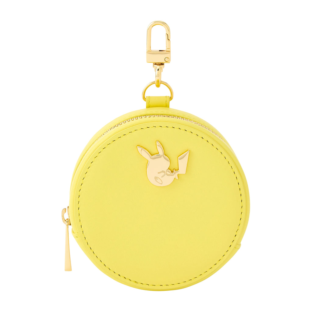 Genuine leather mini round pouch Pikachu