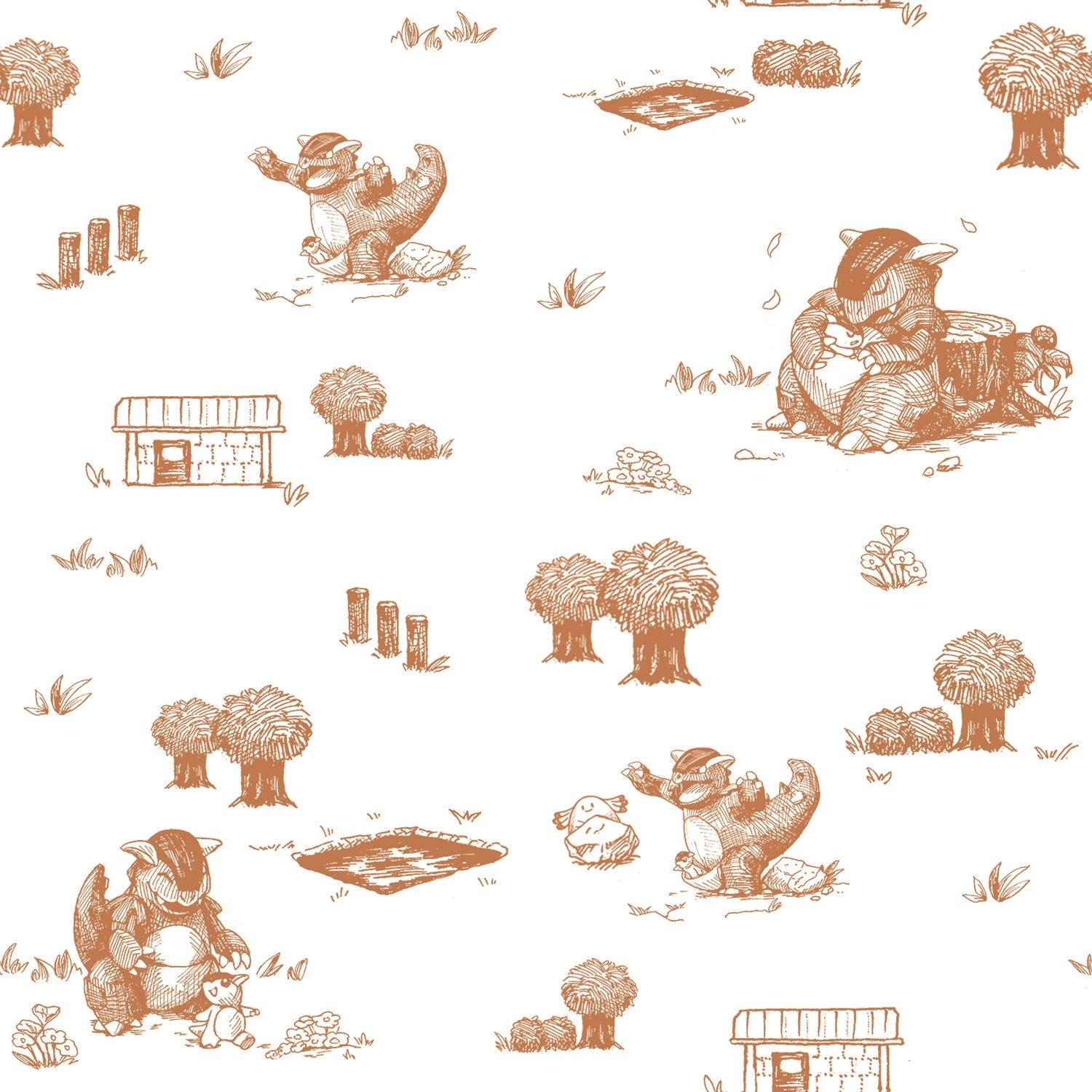 Close-up of SARASA Pokémon Shirt with detailed Garula design, sourced from Pokémon Center Japan