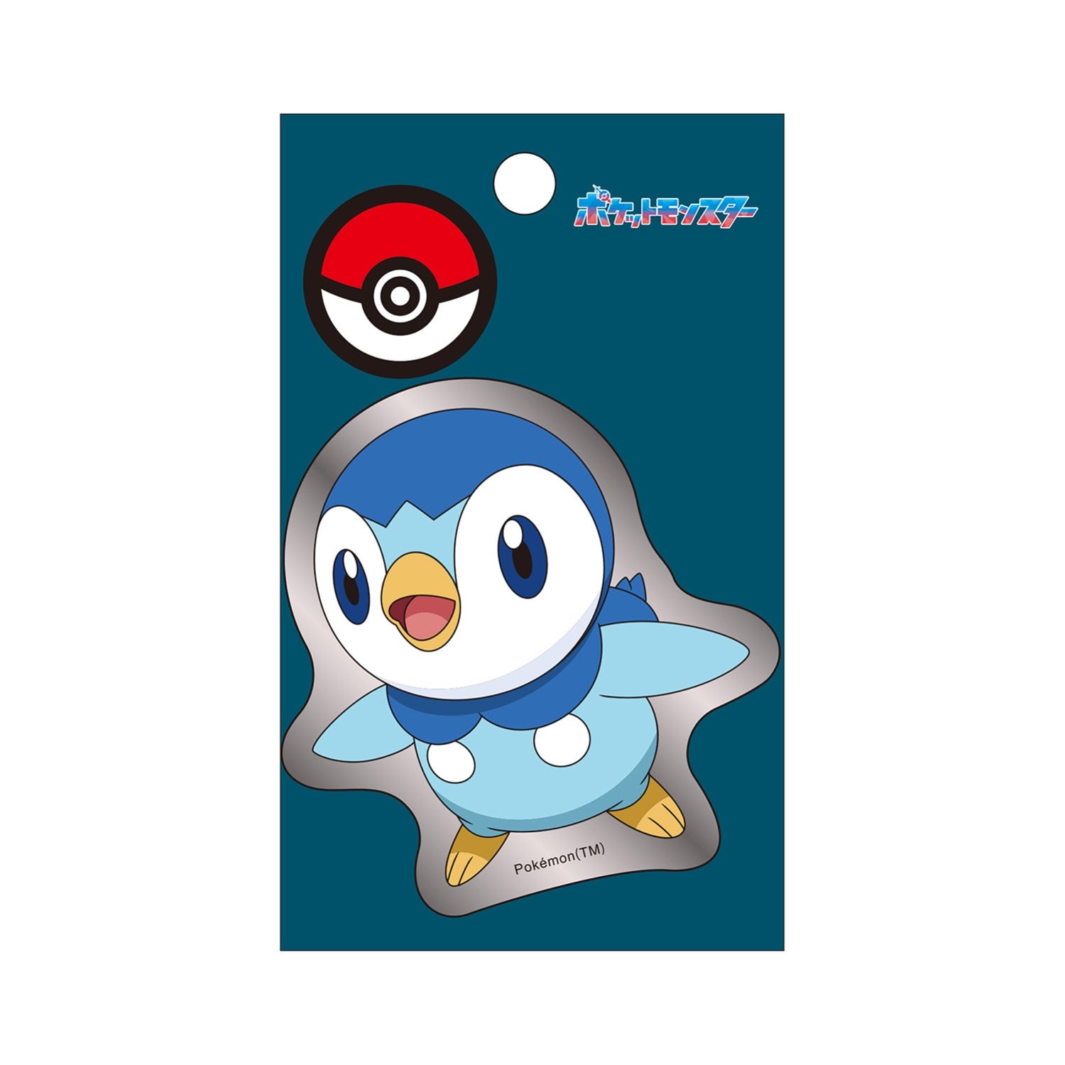 Silver Piplup sticker with shiny finish, from Japan, 9x6.5cm