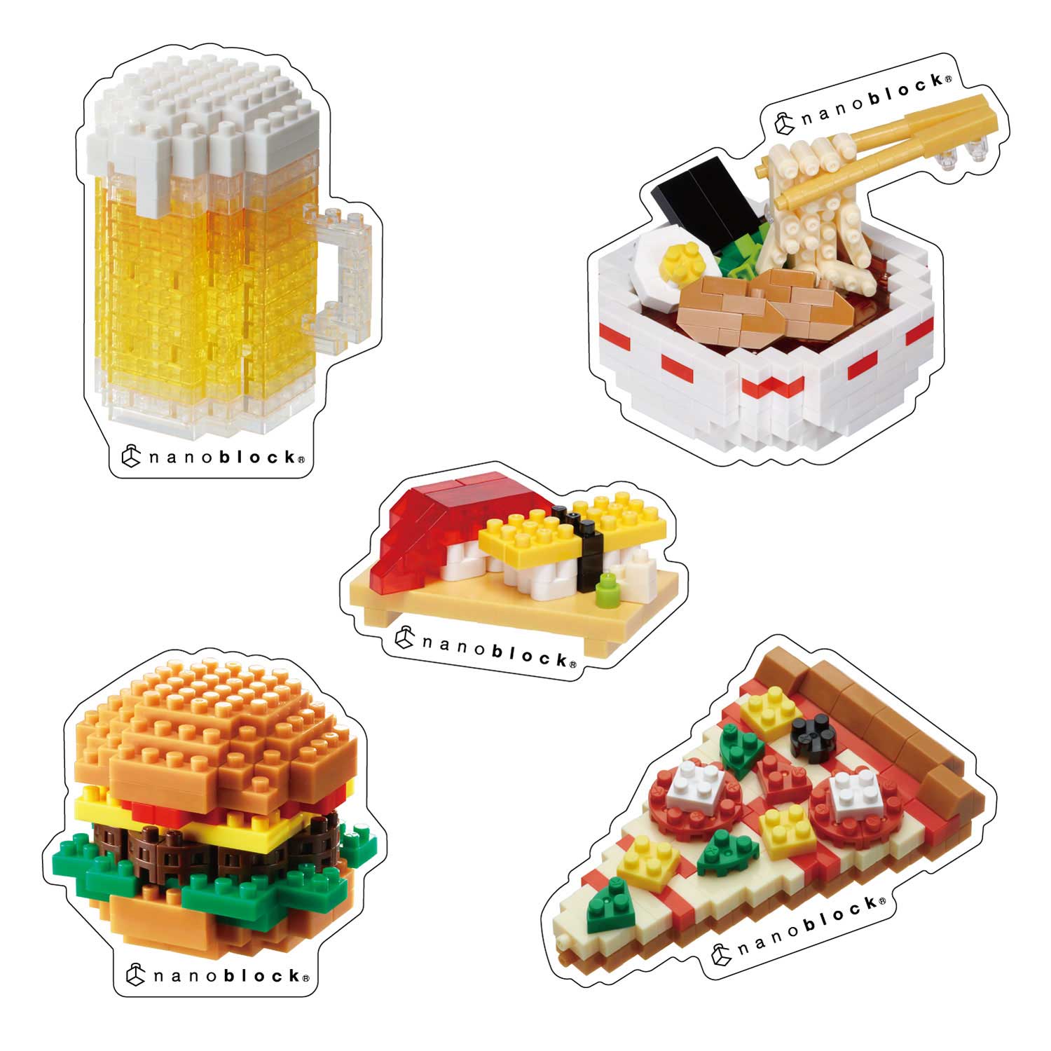 Nanoblock sticker set of 5 food