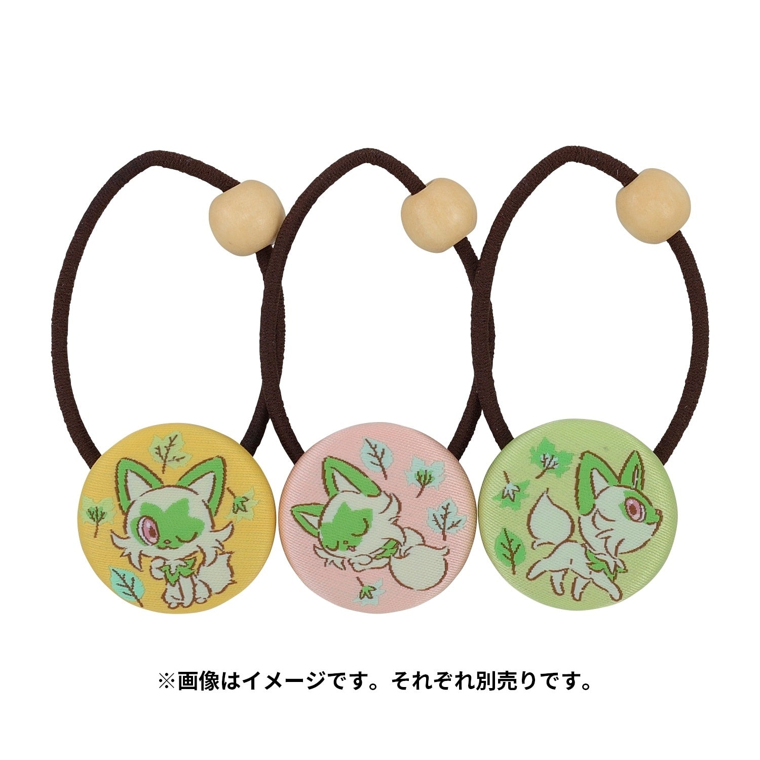 Authentic Pokemon walnut peony hair tie from Japan, with detailed peony pattern