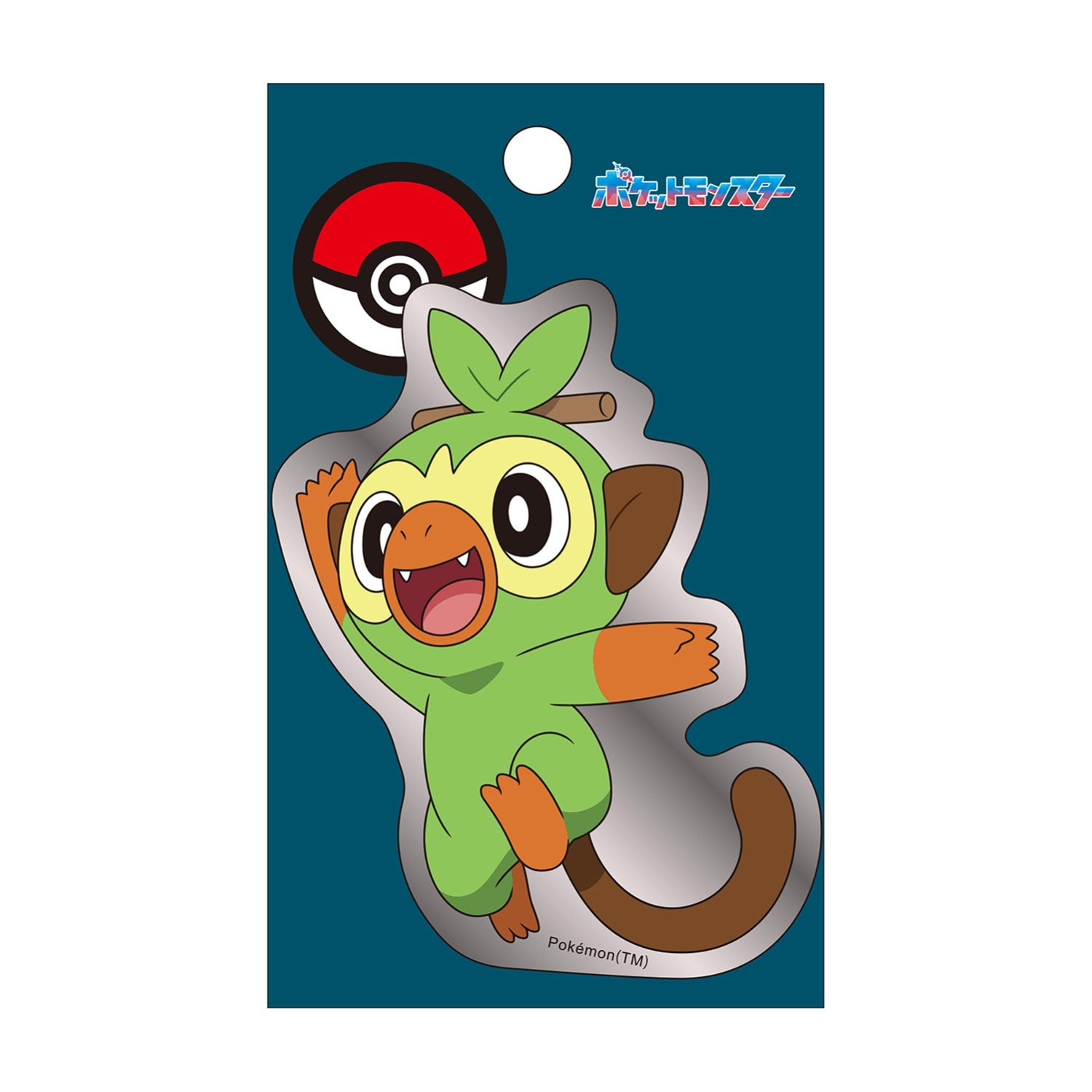 Silver Sticker Sarunori featuring Grookey, a Grass-type Chimp Pokemon from Japan