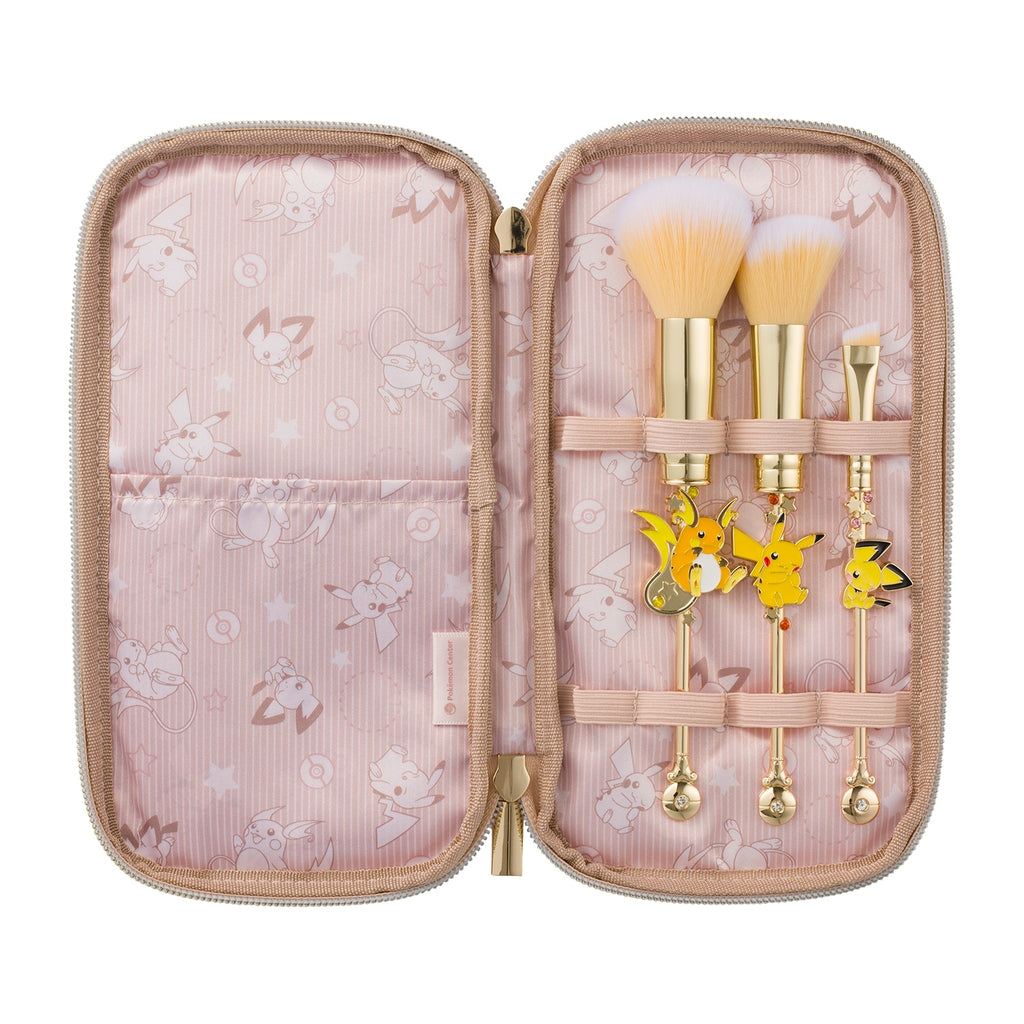 Authentic Japanese Pokemon makeup brush with pouch and collectible characters