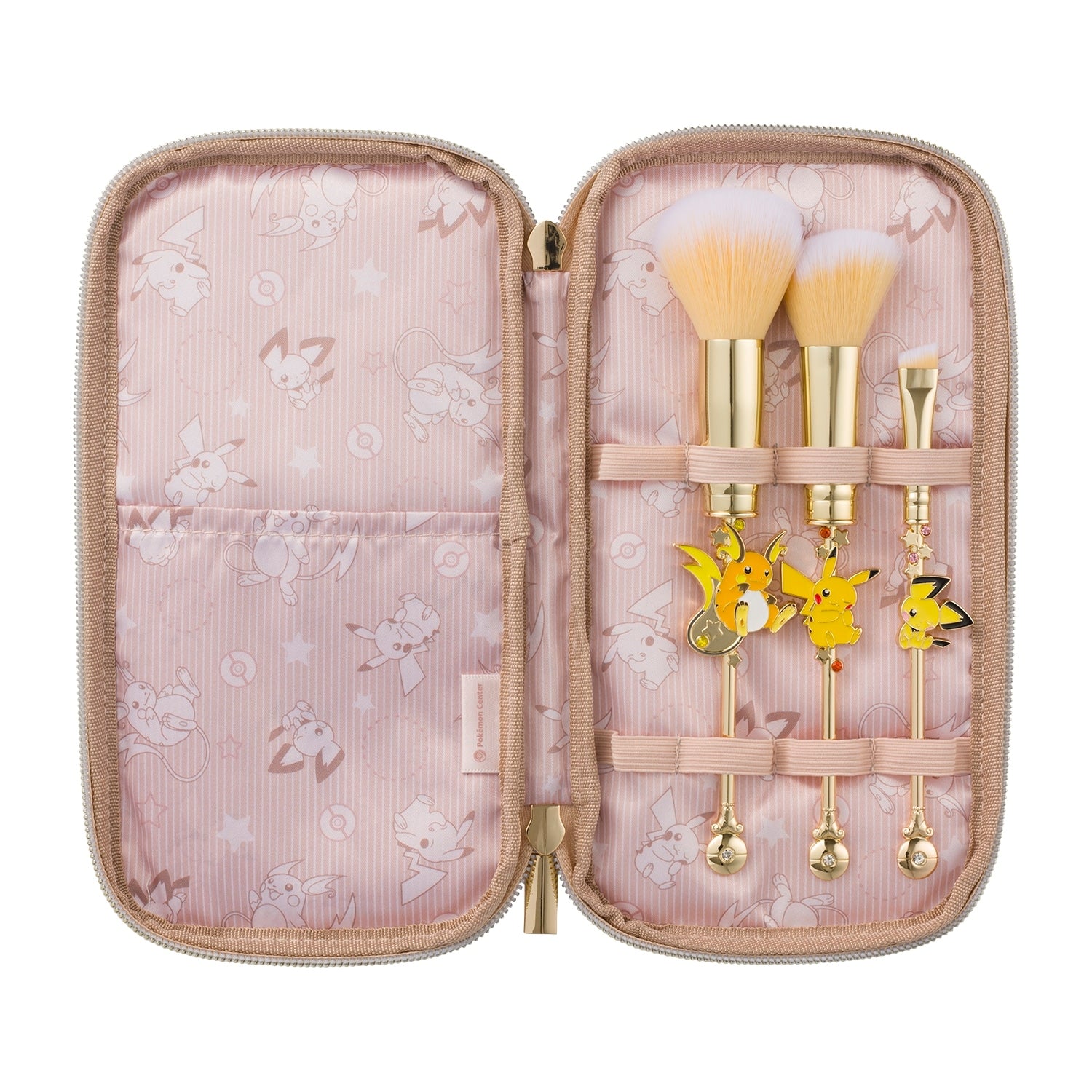 Authentic Japanese Pokemon makeup brush with pouch and collectible characters