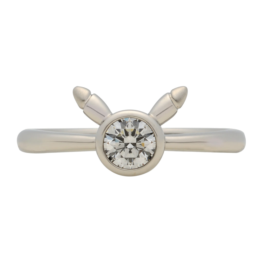 Pt950 Pikachu Engagement Ring with detailed face from Japan