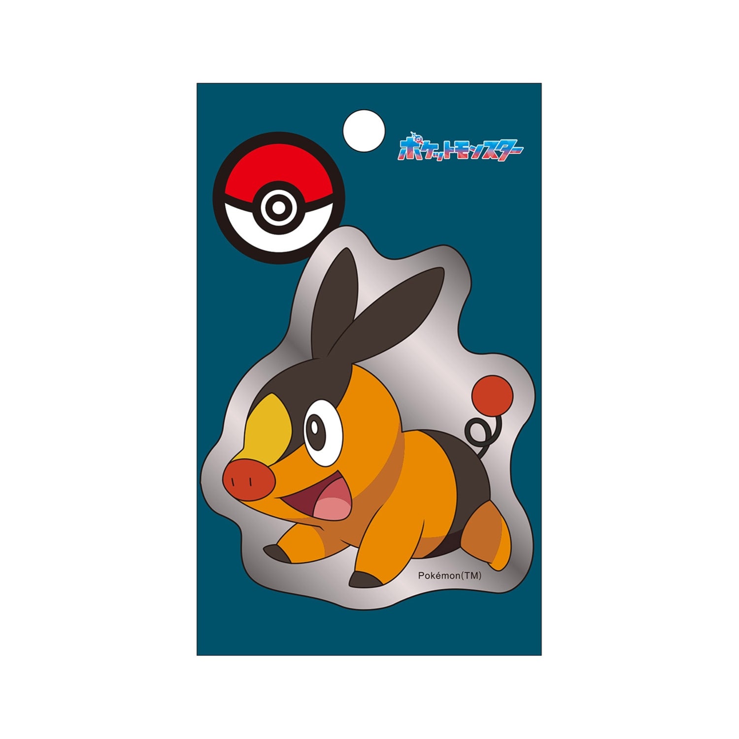 Tepig silver sticker with Pokémon Center logo from Japan, featuring Fire Pig Pokémon design