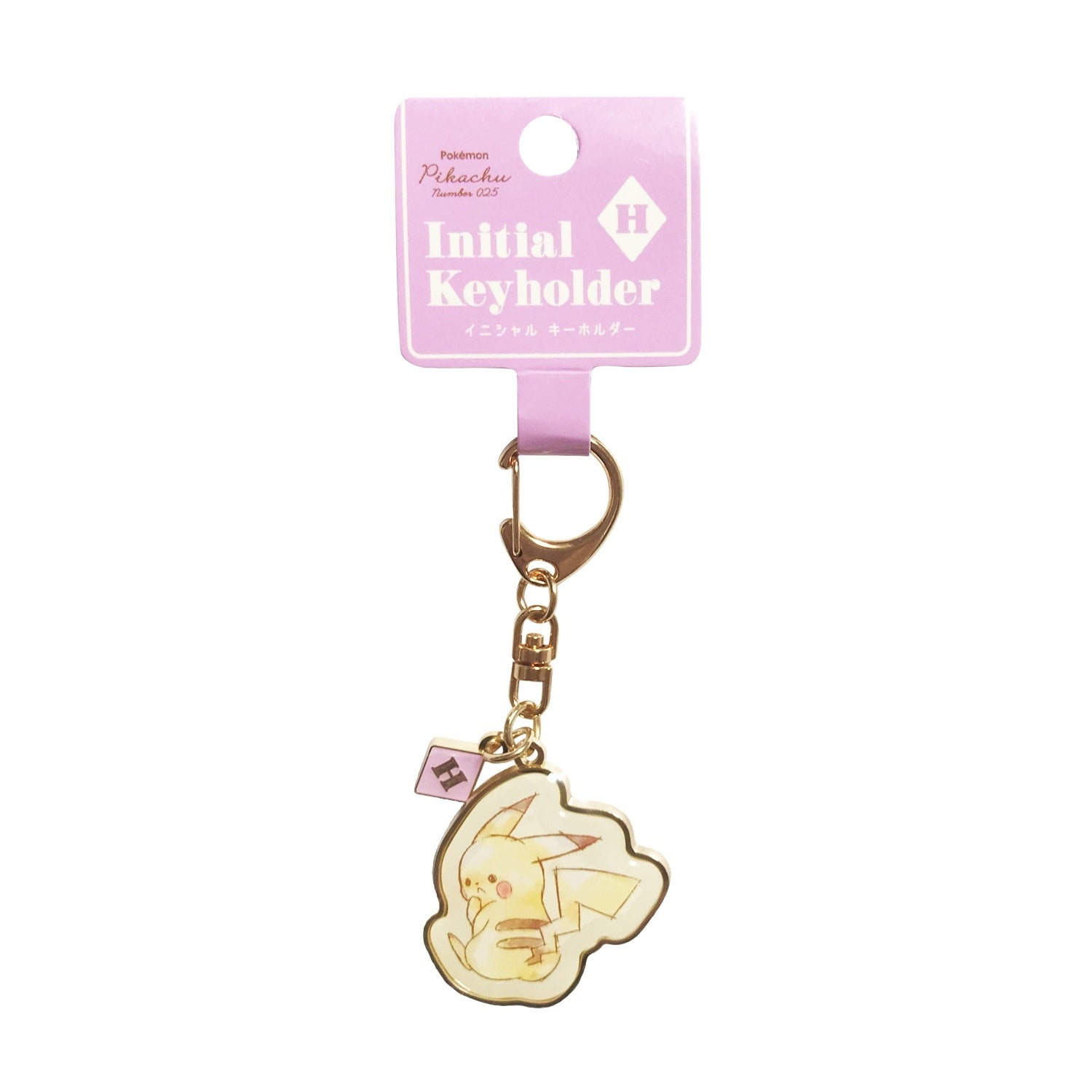 Pikachu initial key chain with official artwork from Japan, featuring Electric-type Pokemon