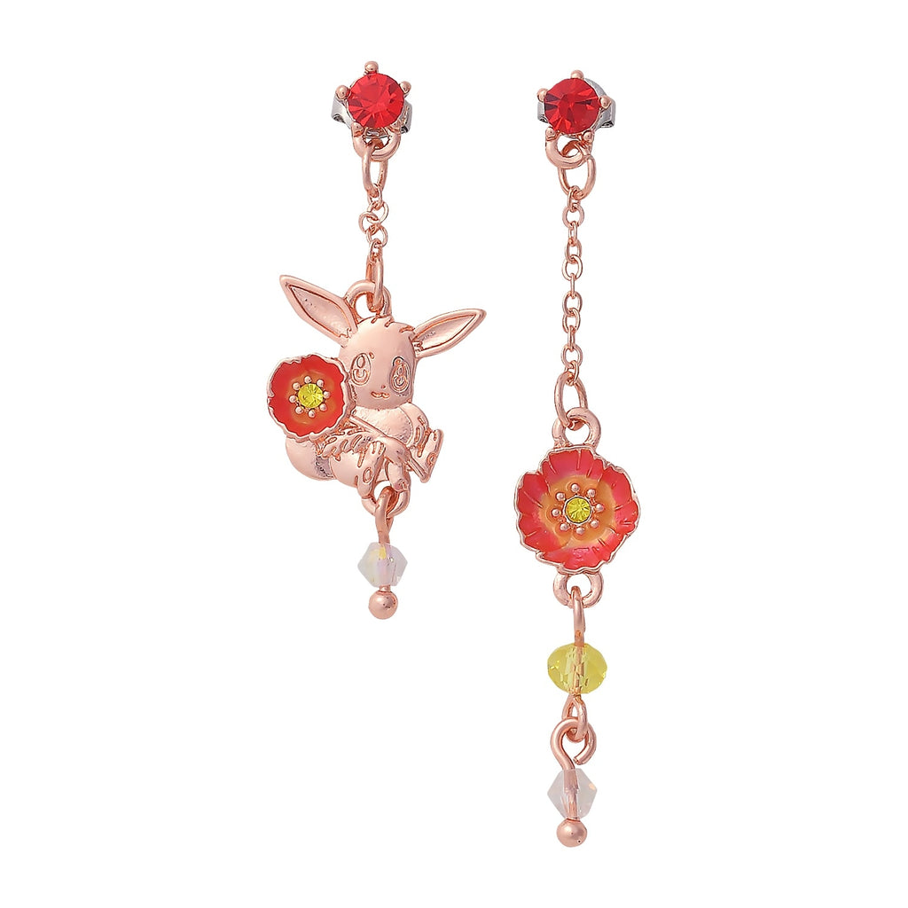 Pokemon Earrings Fleur de Coquelicot from Japan, featuring Evee and Poppy designs