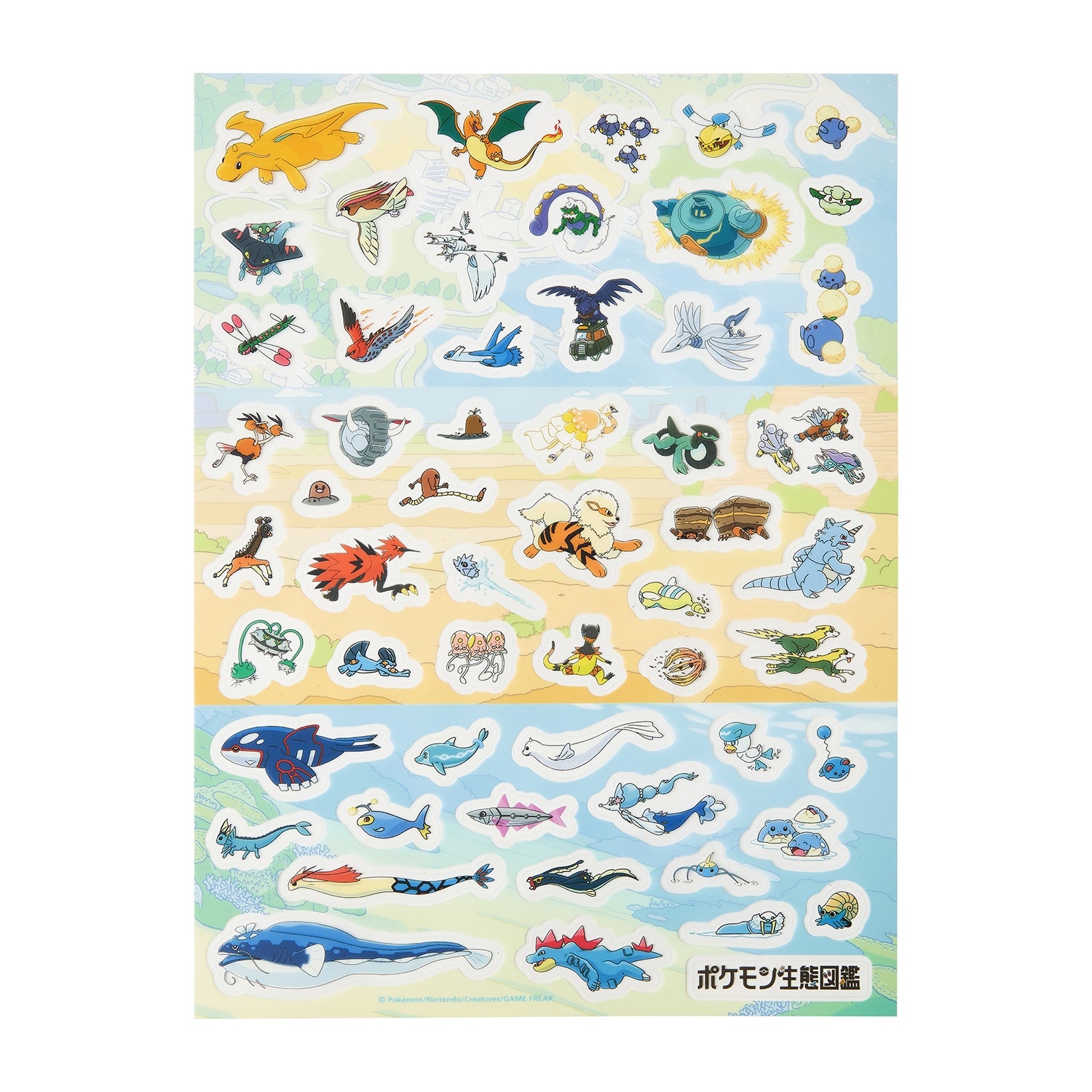 Pokemon Ecology Encyclopedia Sticker, A4 size PET sticker from Japan