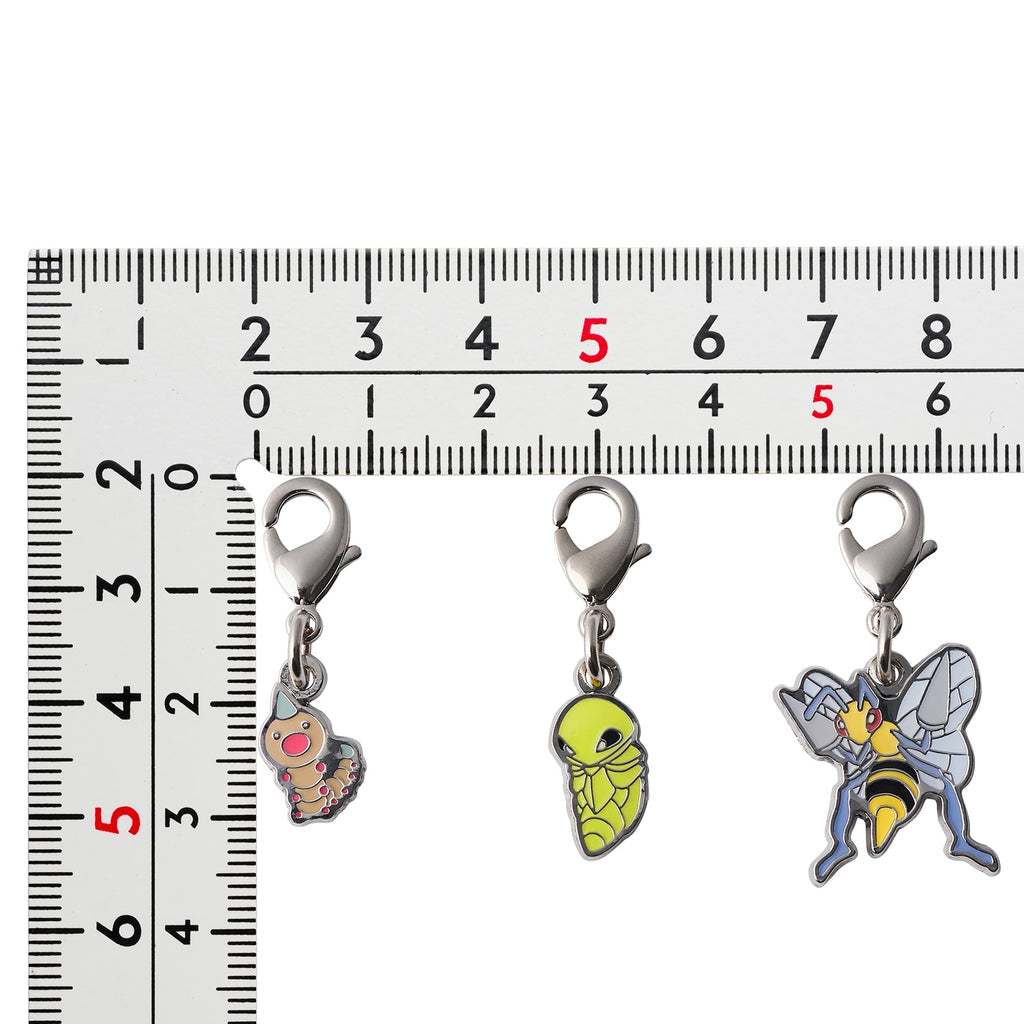 Official Pokemon Center Japan Metal Charm 013/014/015, showcasing authentic Japanese packaging and collectible item