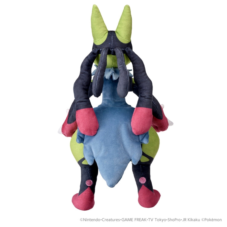 Close-up of Mega Lucario's face, showcasing its determined expression and detailed eyes from Japan