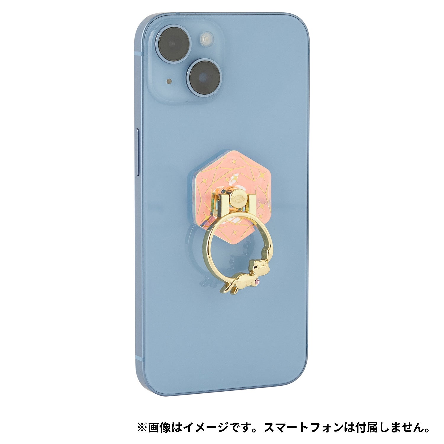 TeraCute Mew ring on a smartphone, demonstrating its functional design, from Japan