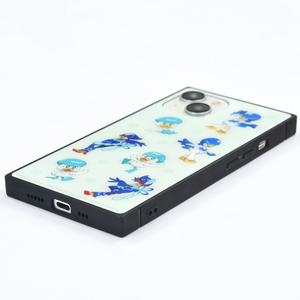Square glass case compatible with iPhone15/14/13 blue