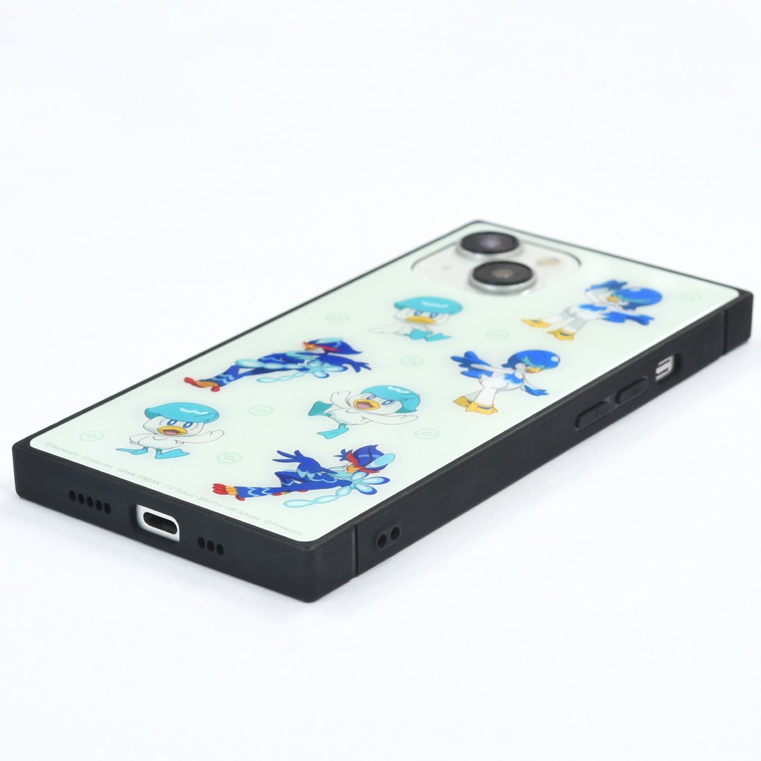 Square glass case compatible with iPhone15/14/13 blue