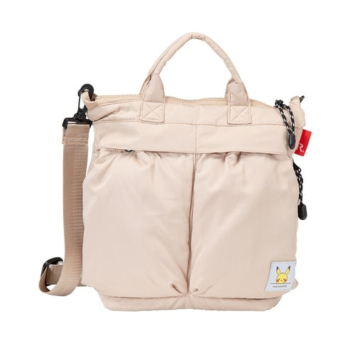 Monpoke Root Tote Square Puff Tote Beige
