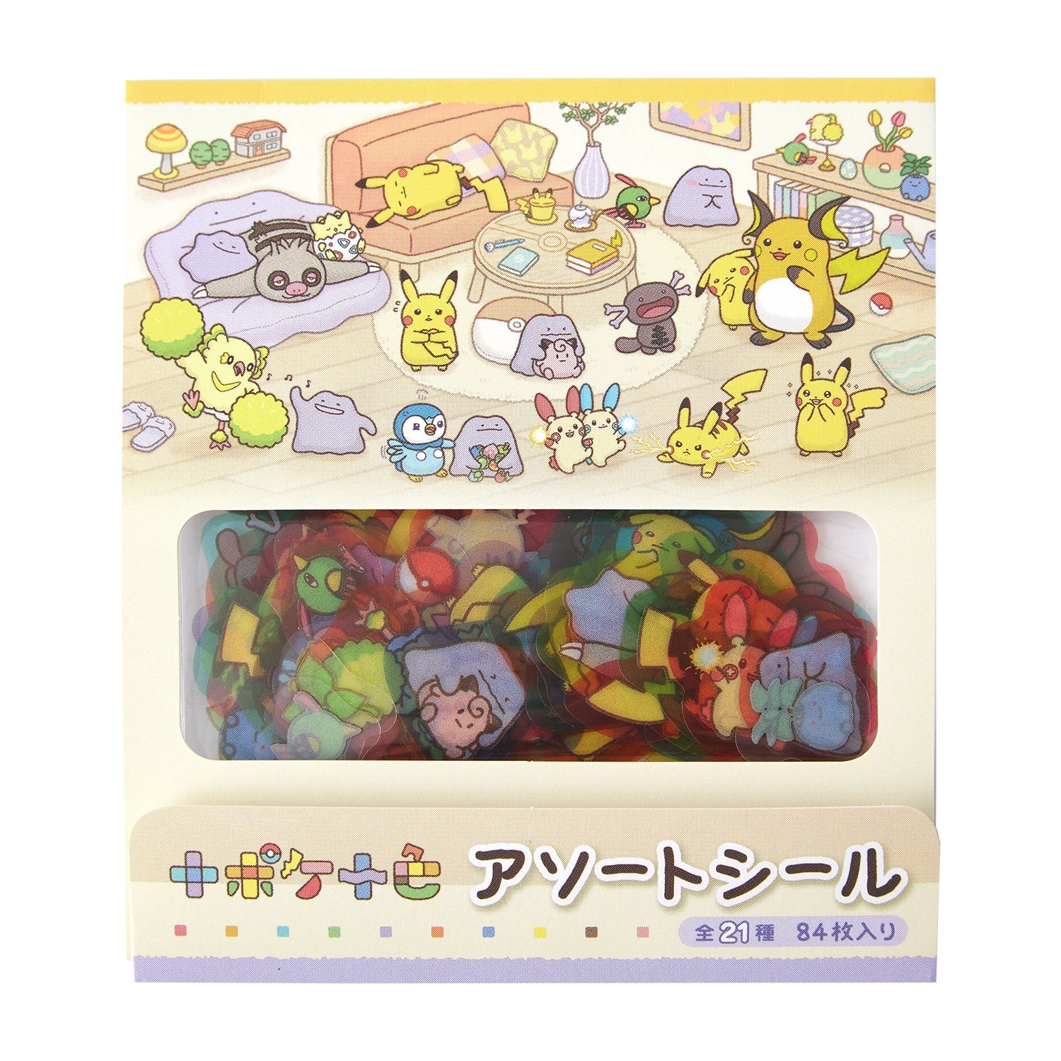 Assorted Pokemon stickers with Caterpie design from Japan, featuring 10 colors