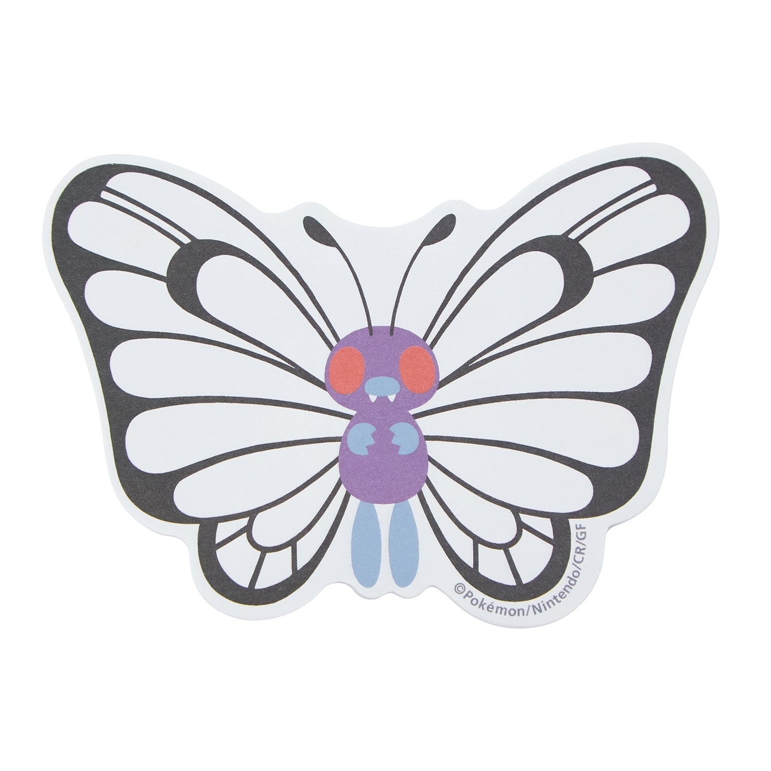 Bug Out! Butterfree die-cut sticky note with colorful wings from Japan