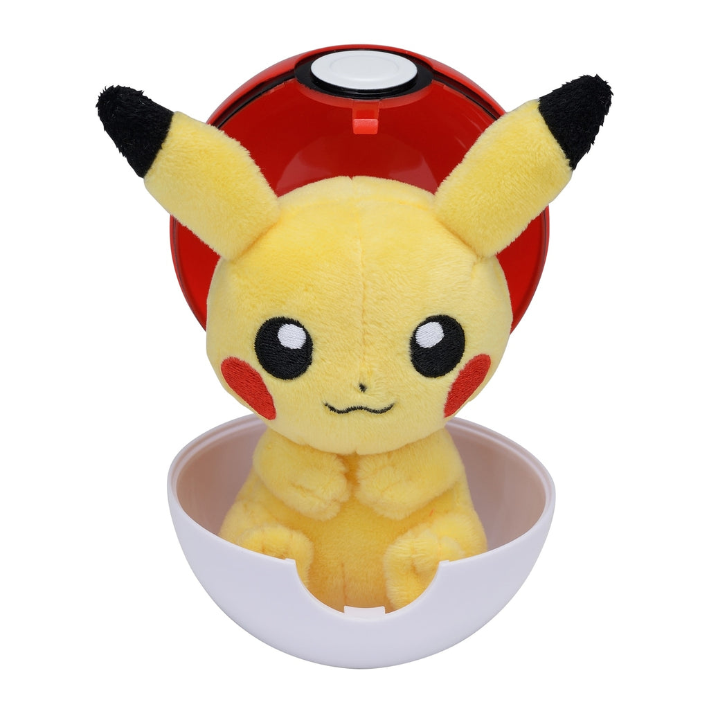 Authentic Japanese Pokemon plushie, detailed monster ball case, collectible item