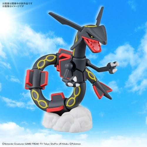 Japanese Pokemon Black Rayquaza collectible, side view with texture