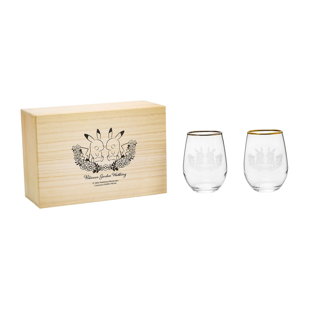 Pair glass set in wooden box Pokémon Garden Wedding