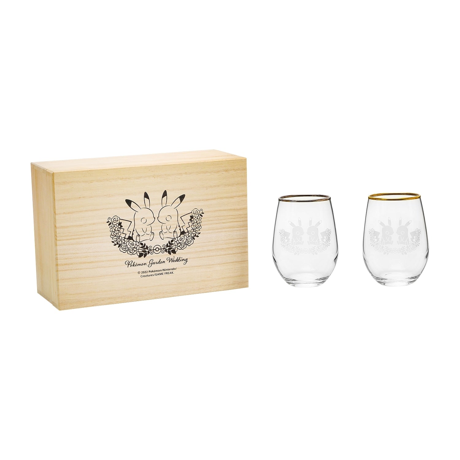 Pair glass set in wooden box Pokémon Garden Wedding