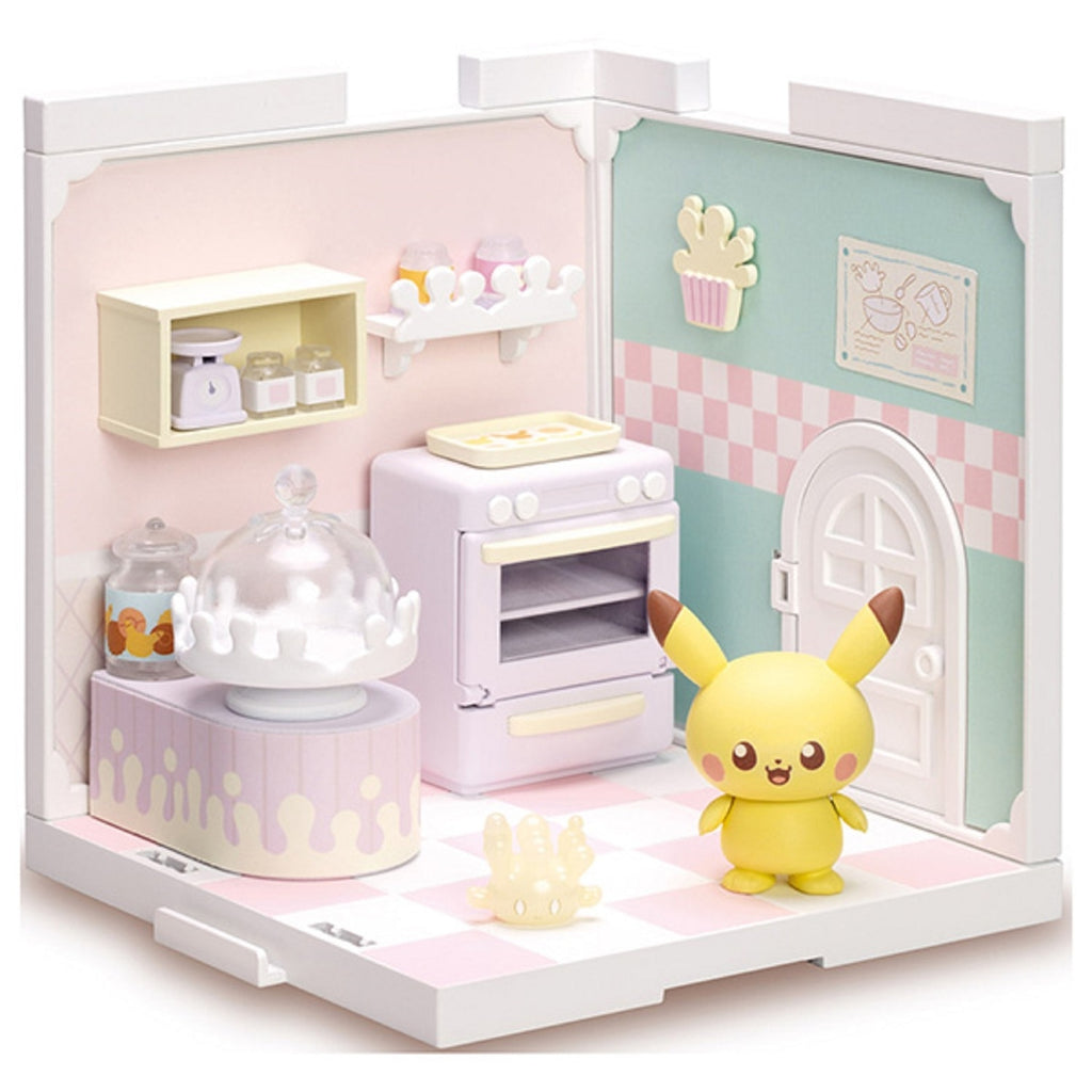 Poke Peace House Kitchen Mahomer & Pikachu figure from Japan, detailed kitchen scene