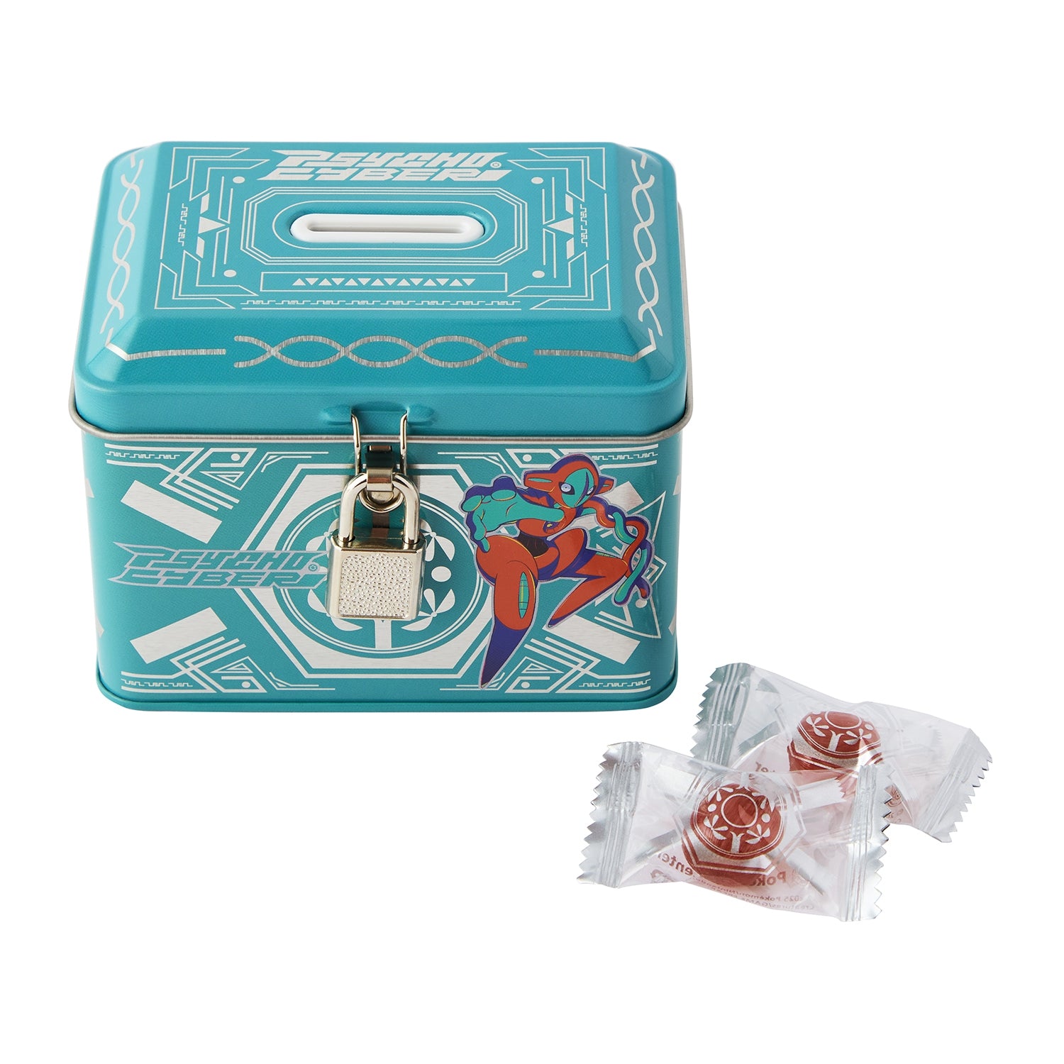 Deoxys candy piggy bank with lock from Japan, featuring Psychic-type Pokemon design