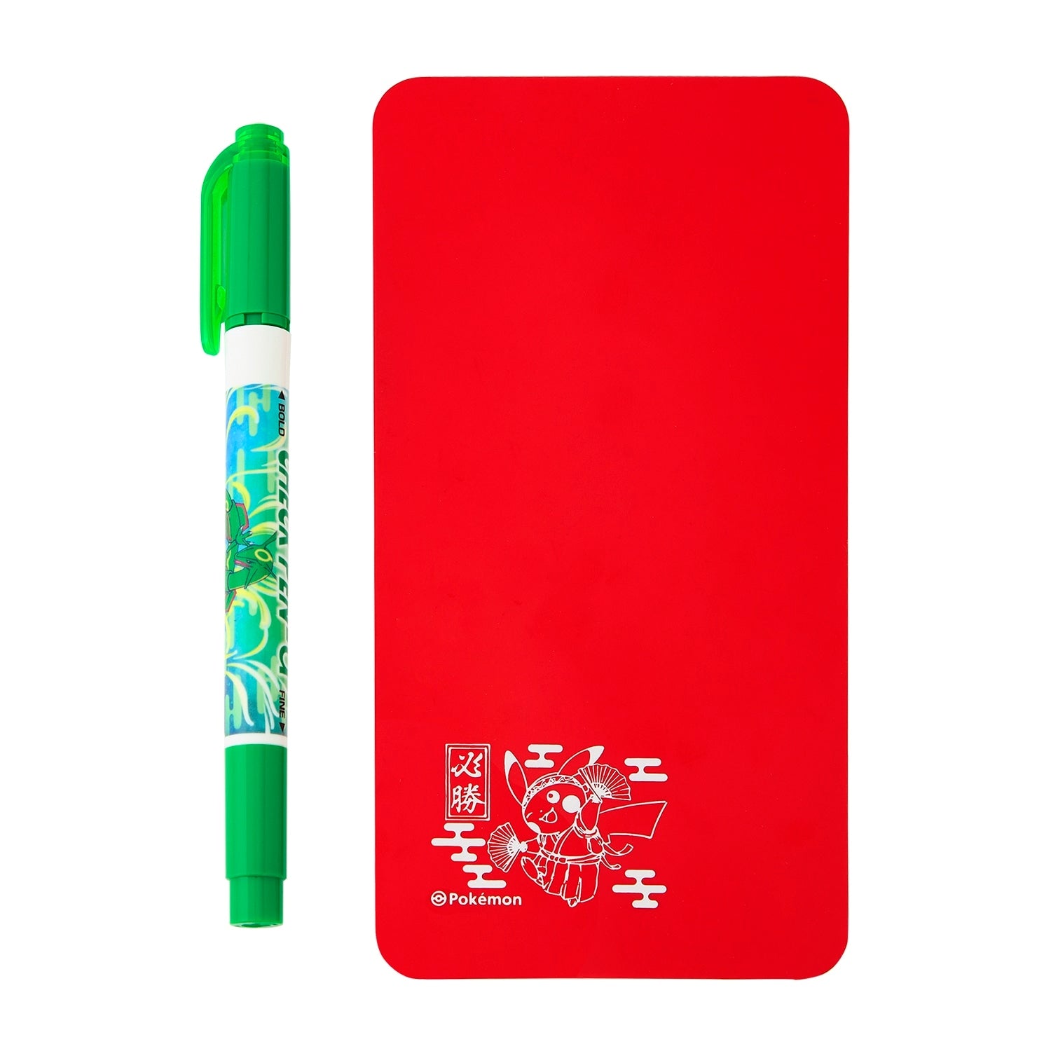 Rayquaza & Oen Pikachu check pen set from Japan, featuring colorful Pikachu design
