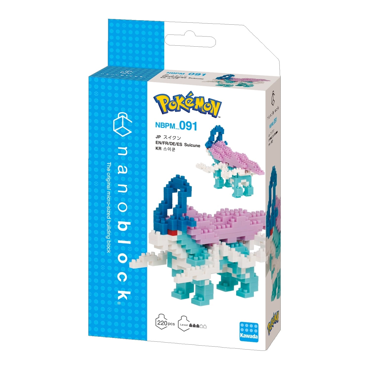 Nanoblock Suicune figure from Japan, detailed Pokemon collectible toy with blue and white design