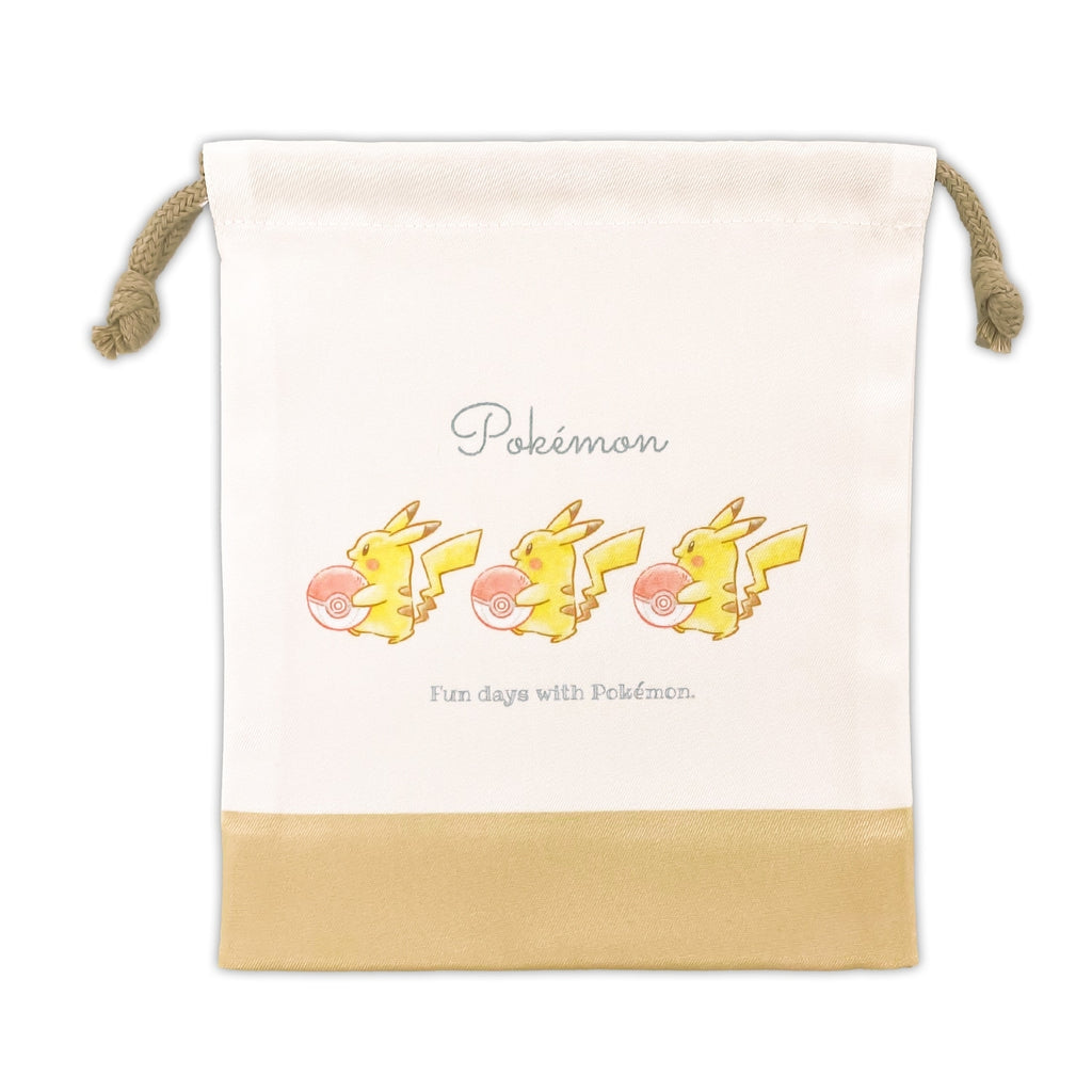 Gusseted drawstring bag/Pikachu_Latte