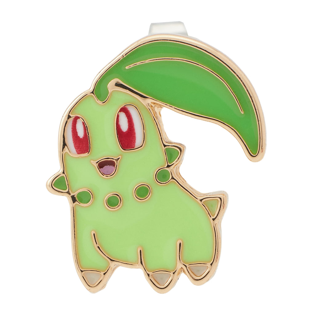 Pokémon Chikorita earrings with green leaf details from Japan