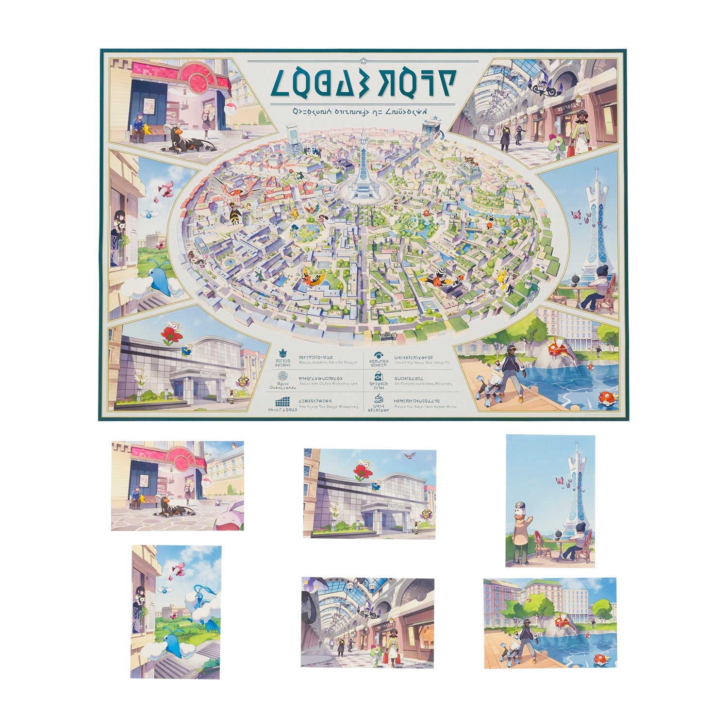 Set of 6 A2 posters and postcards Pokémon LEGENDS Z-A Miare City map