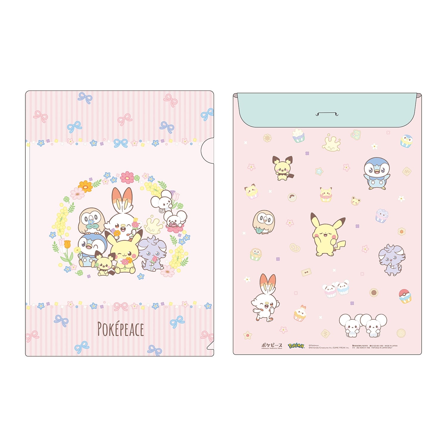Pokemon Clear File with Pokepiece Flower series design from Japan, featuring colorful anime artwork