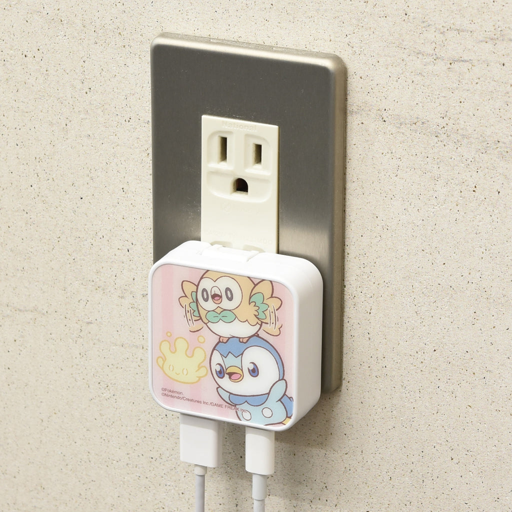 Pokepiece USB/USB Type-C AC adapter Piplup & Mokuro & Mahomiru
