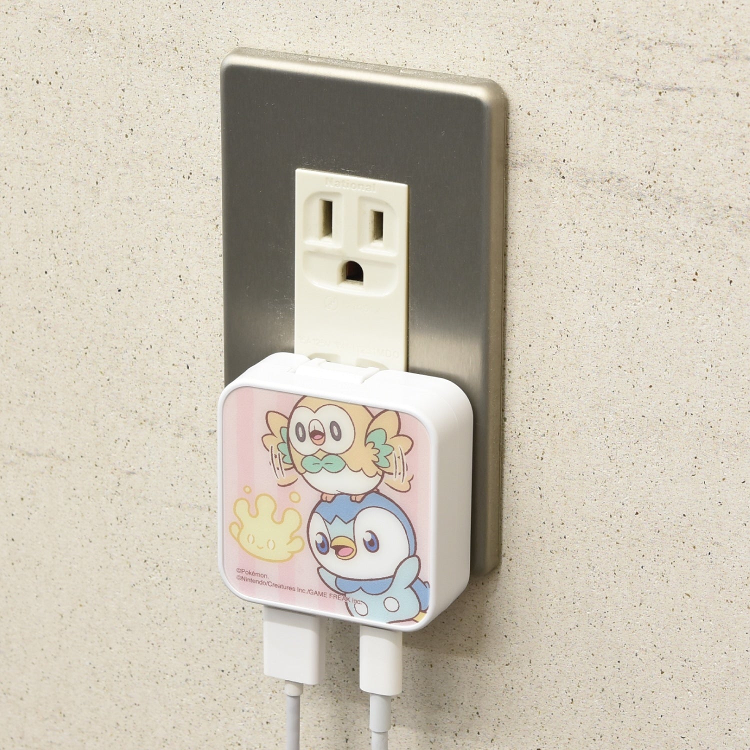 Pokepiece USB/USB Type-C AC adapter Piplup & Mokuro & Mahomiru