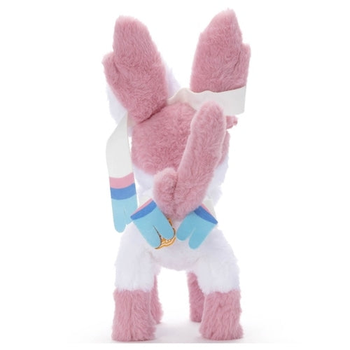 Rear view of Pokemon S/Nymphia plushie, Japan exclusive item with official Pokemon Center Online packaging