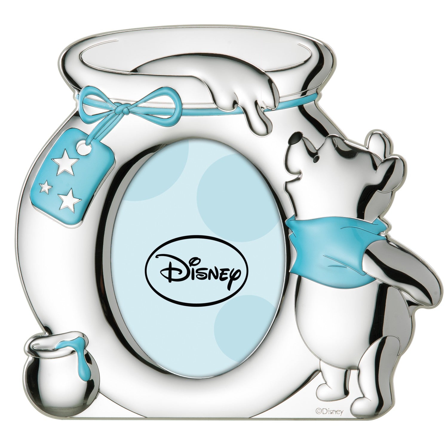 [Directly imported from Italy] VALENTI Photo Frame Silver Processed Winnie the Pooh Blue (Honey Pot) D105 3XLC 10x15cm Postcard Size