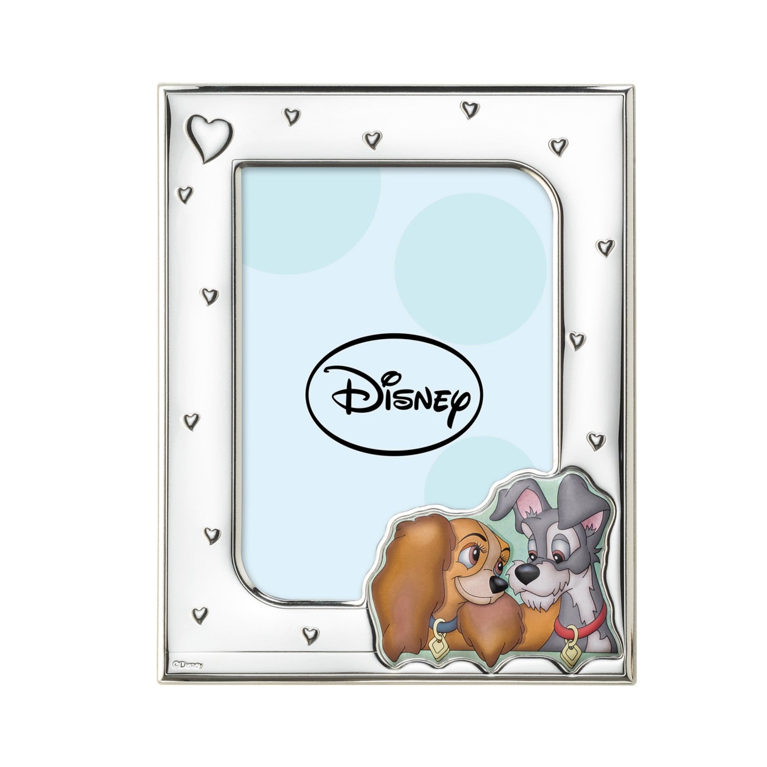 [Directly imported from Italy] VALENTI Photo Frame Silver Processed Wan Wan Story Blue (Heart Relief) D330 4LC 13x18cm 2L Size