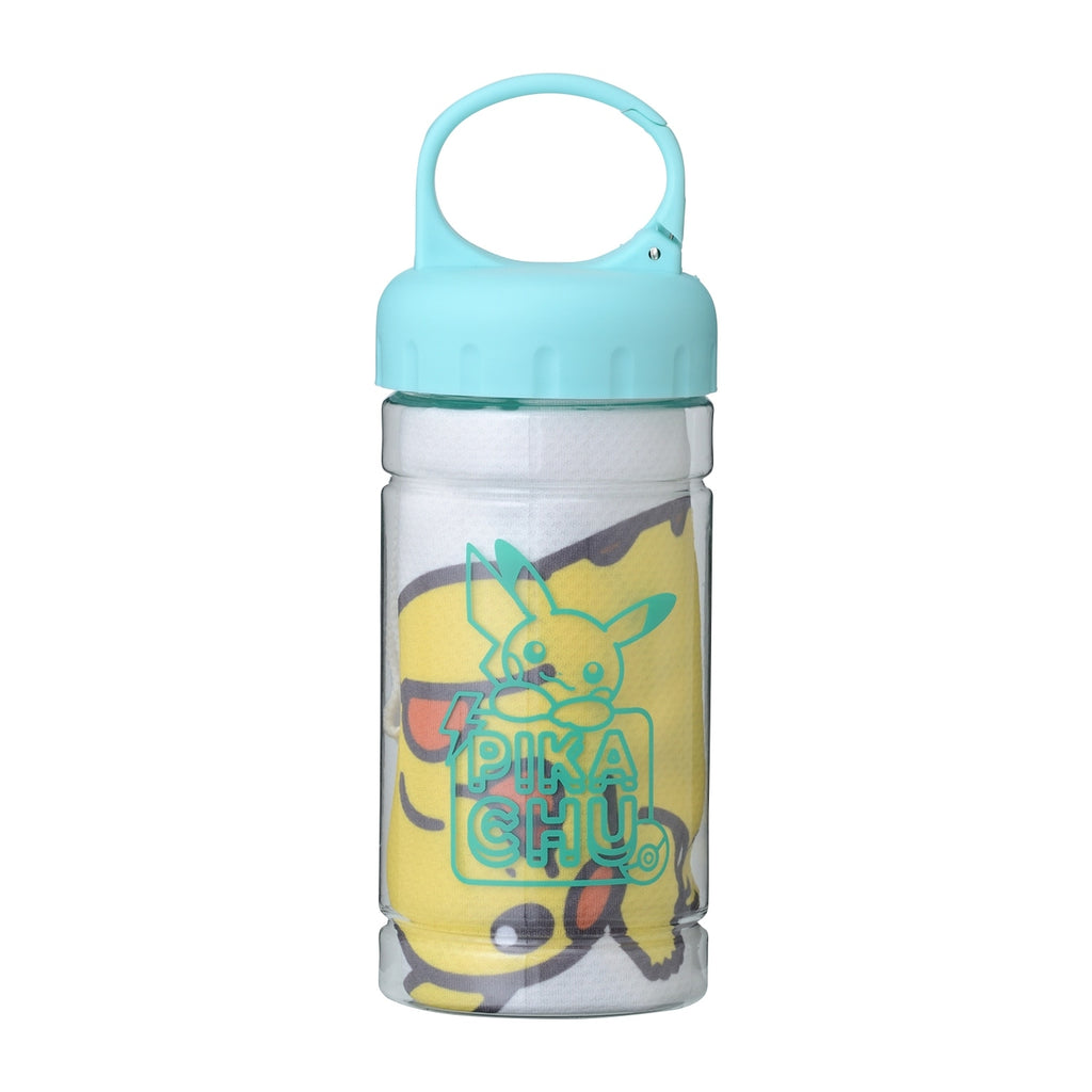 Pikachu cool towel in bottle from Japan, featuring cute Pokemon character